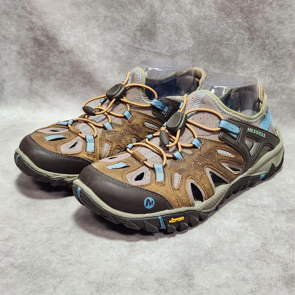 Merrell All Out Blaze Sieve Womens 10 Brown Blue Hiking Water Sandals J65248